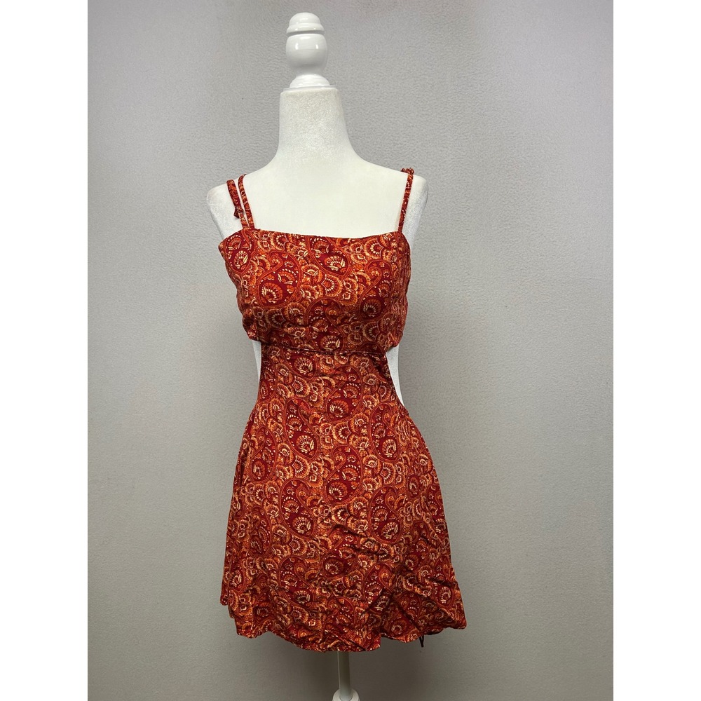 Boho Festival‎ Valija Women S Red Orange Paisley Cutout Mini Dress